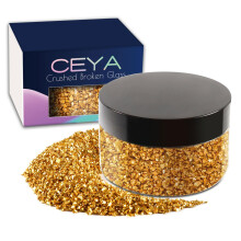 5.3oz/ 150g Crushed Irregular Glass Gold Metallic Crystal Chips Broken Glass Glitter 2-4mm Craft Chunky Glitter for Nail Arts Epoxy Resin Mold