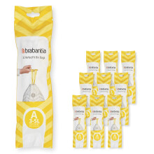 PerfectFit Bin Liners Multipack (Size A/3 Litre) Thick Plastic Trash Bags with Tie Tape Drawstring Handles (200 Bags),