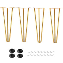 ALXEH Lot de 4 pieds en pingle cheveux en mtal 1/2 diamtre 3 tiges Pieds de table de meubles du milieu du sicle, pieds en pingle c