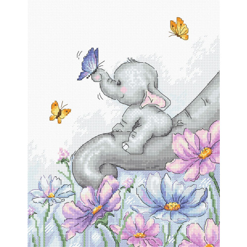 Kit Punto Croce Luca-S - Elefante con Farfalla