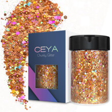 Ceya Holographic robustn trpytky 4,9 oz/ 140 g ruov zlato remesln trpytiv prek Smen robustn a jemn vlocky Duhov flitry na nehty na vlasy