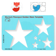 6 inch Clear Plastic Fibonacci Golden Ratio Stars Drawing Template Provides a Set of Star Drawing templates That are Perfectly Proportioned Using The