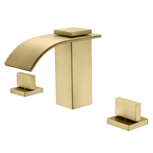 SUMERAIN Robinet de salle de bains cascade en or bross, 3 trous, robinet de lavabo de salle de bains rpandu de 8 pouces