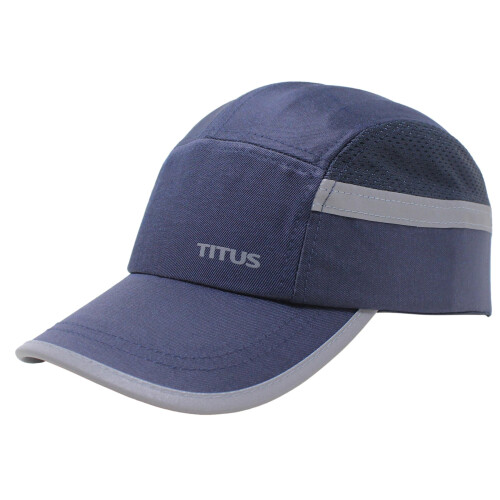 TITUS Lightweight Safety Bump Cap - Baseball Style Protective Hat (Navy Poly-Blend Reflective)