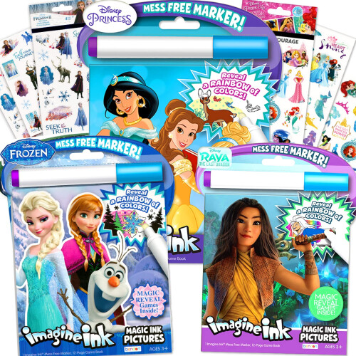 Disney Klassisk Prinsessmålning Bläckfärgbok Super Set - 3 Imagine Böcker för Flickor