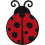 Lady Bug - musta ja punainen - 2,5"" brodeerattu rautamerkki 1