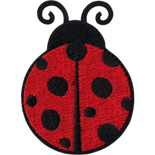 Lady Bug - musta ja punainen - 2,5"" brodeerattu rautamerkki