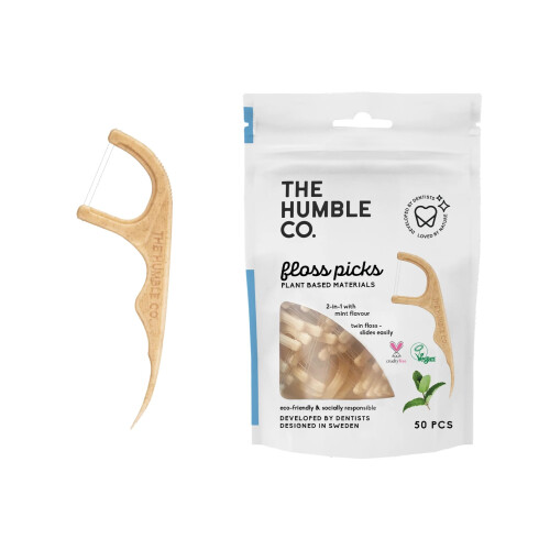 De Humble Co 2-in-1 Floss Picks Mint 50 Picks