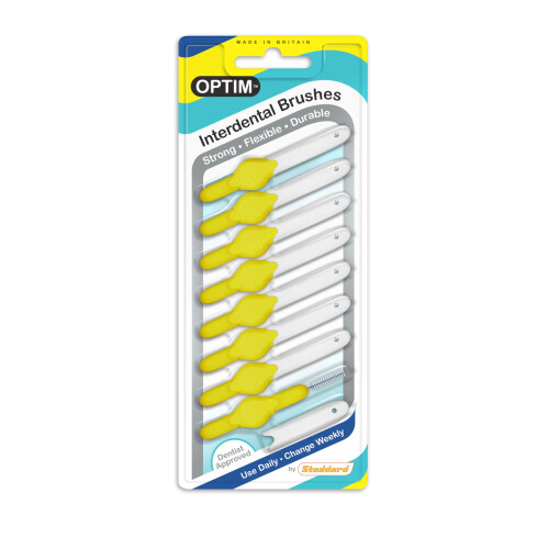 OPTIM INTERDENTAL BRUSH BLISTER (8 BRUSHES) - YELLOW (SIZE 4/0.7 MM)