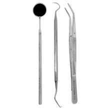CynaMed Dental Tools Oral Care Kit (3-Pack) - Rustfrit st?l tandpleje tandsten skraber scaler pincet og mundspejl til personlig og k?ledyrsbrug