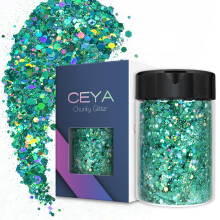 Ceya Holographic robustn trpytky 4,9 oz/ 140 g jarn zelen remesln trpytiv prek smen robustn a jemn vlocky duhov flitry na nehty na vlasy