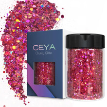 Ceya Holographic robustn trpytky 4,9 oz/ 140 g Rose Red Craft Glitter Powder Smen robustn jemn vlocky Duhov flitry na nehty Fe pro Nail Art Sk