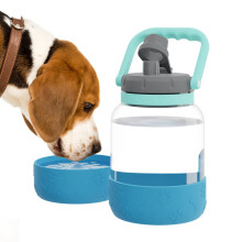 Asobu Buddy Bottle a Stainless Steel Insulated Water Bottle for with Removable Dog Water Bowl and Dog Food and Treat Storage Bowl (Blue 50 Ounce)