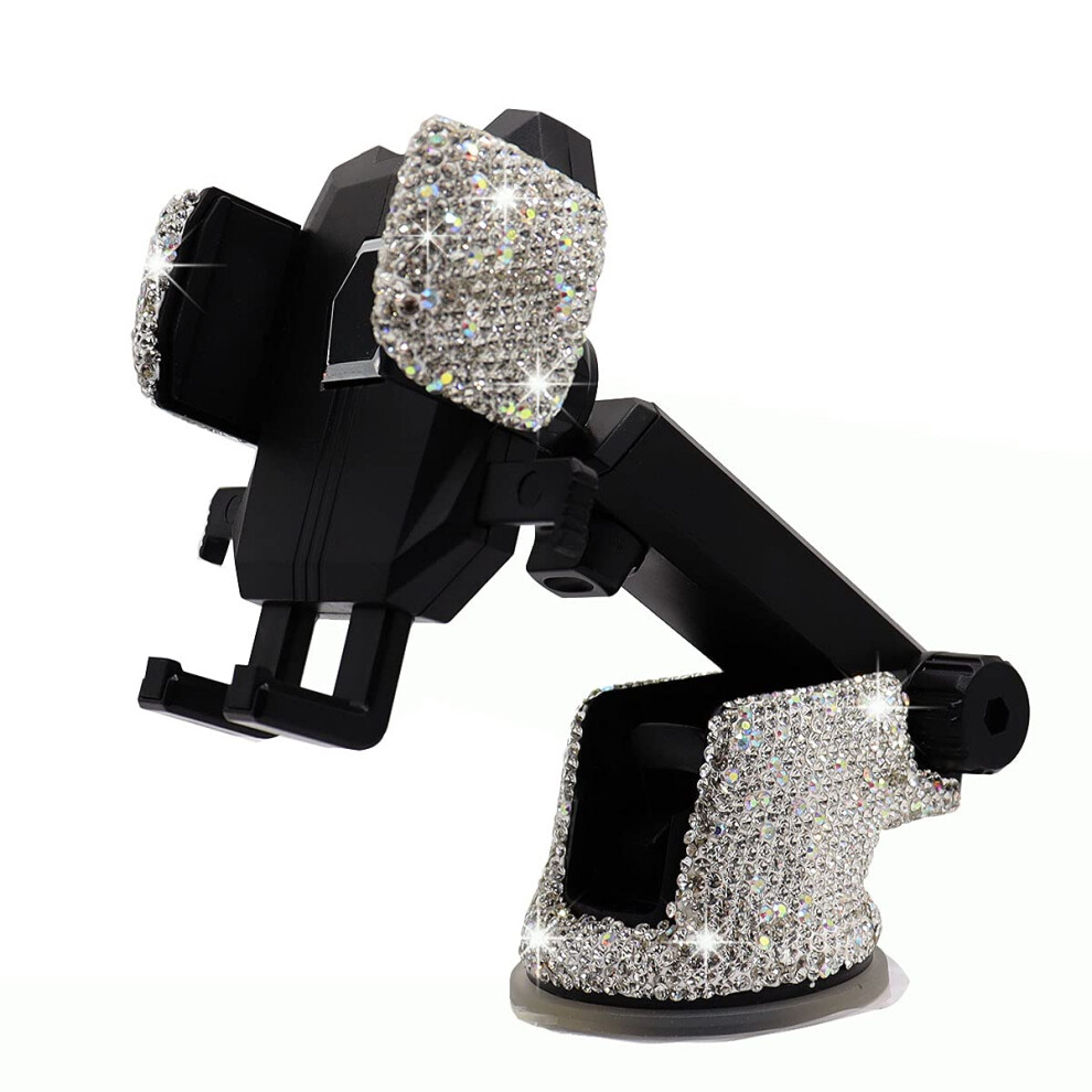 Lycaresun Bling Car Phone Mount Holder Shiny Crystal Rhinestone Phone Stand For Women And Girls Car Accessories For Windshield Dashboard Compatible 784136063541
