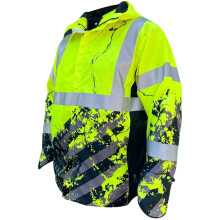 SafetyShirtz American Grit Hi Vis Regenjacke fr Herren Wasserdichtes Shell-Mesh-Futter, Kapuze und Saum mit Kordelzug Klasse 3 Typ R Erfl