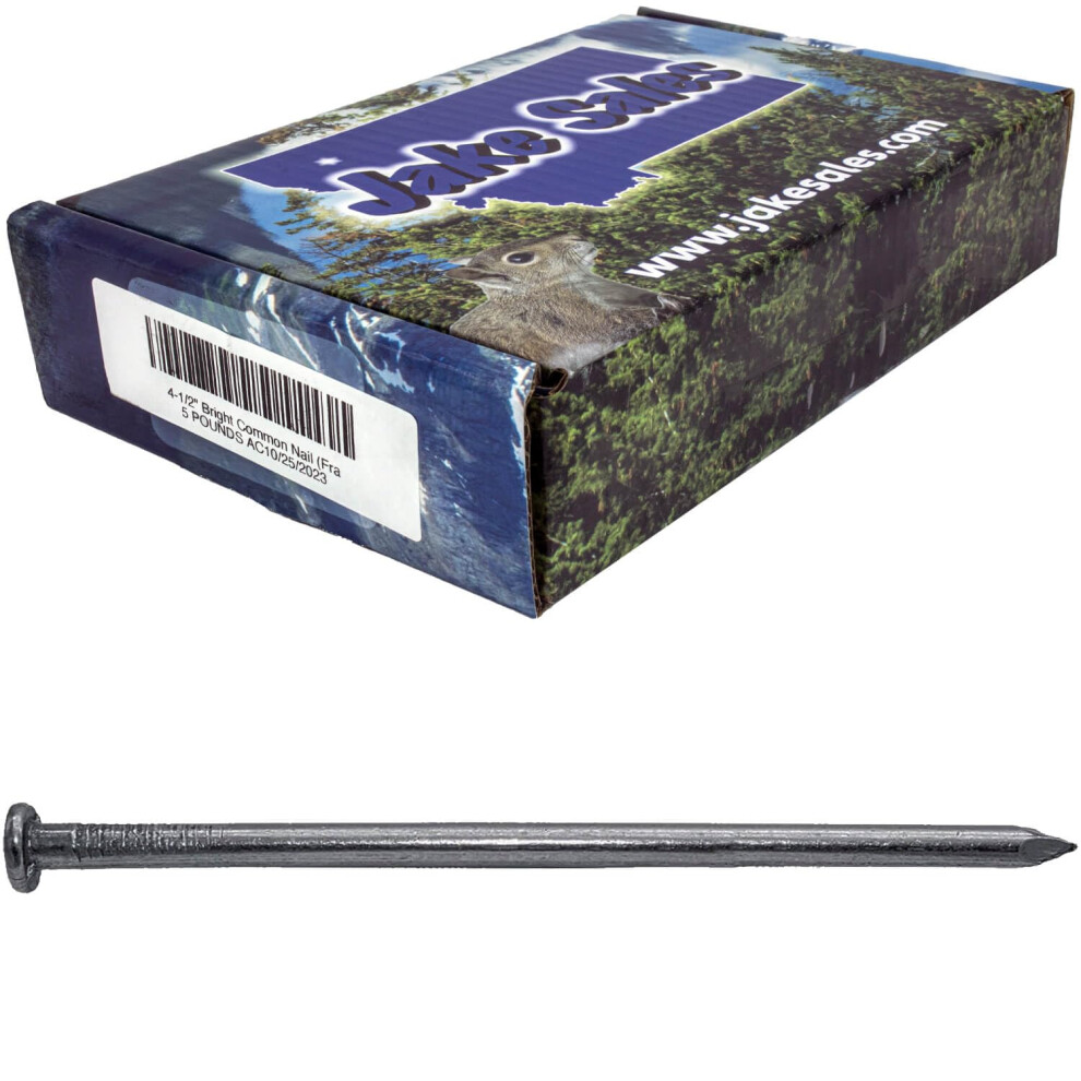 4-1/2 Inch Bright Common Nail (30D) 5 Pounds ~100 Nails. Good For General Construction Projects 840129215608