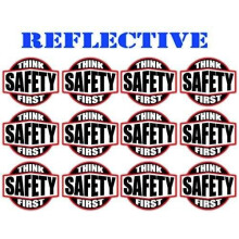 Confezione da 12 adesivi riflettenti per elmetto protettivo Think Safety First | Moto | Decalcomanie per casco da motociclista per saldatura | Op