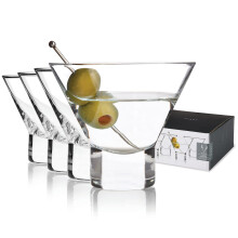 Viski Crystal Martini-Gläser ohne Stiel – lustige Cocktailgläser, kristallklares Coupé-Glas, Geschenkset, 7,5 Unzen Martini-Gläser, 4er-Set