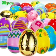 GiftExpress 36 Pezzi Jumbo Stampato Uova di Pasqua Grandi Uova Dorate con Cerniera 3 Uova da Chiesa Riempitivi per Cestini di Caccia Riempimento