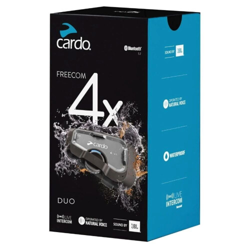 Cardo Systems FREECOM 4X Motorcycle 4-Way Helmet Bluetooth Communication System Headset Intercom Universal Bluetooth Connectivity Waterproof 40mm 2