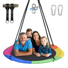 Hishine Altalena per Albero da 43"" per Bambini - Disco Volante Impermeabile con Rotazione a 360? con Cinghie Girevoli per Appendere Corde Regolab