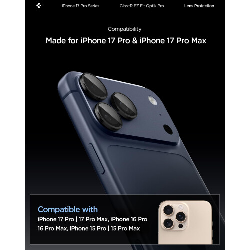 Spigen Spigen EZ Fit Optik Pro Tempered Glass Camera Lens Protector for iPhone 14 Pro / 14 Pro Max - 2 Pack (Black) 1