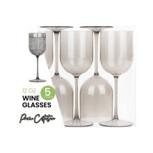 PLASTICPRO Smokey Grijze Plastic Wijnglazen Set van 25 Elegante Wijngoblets Hard Plastic 12 Ounce