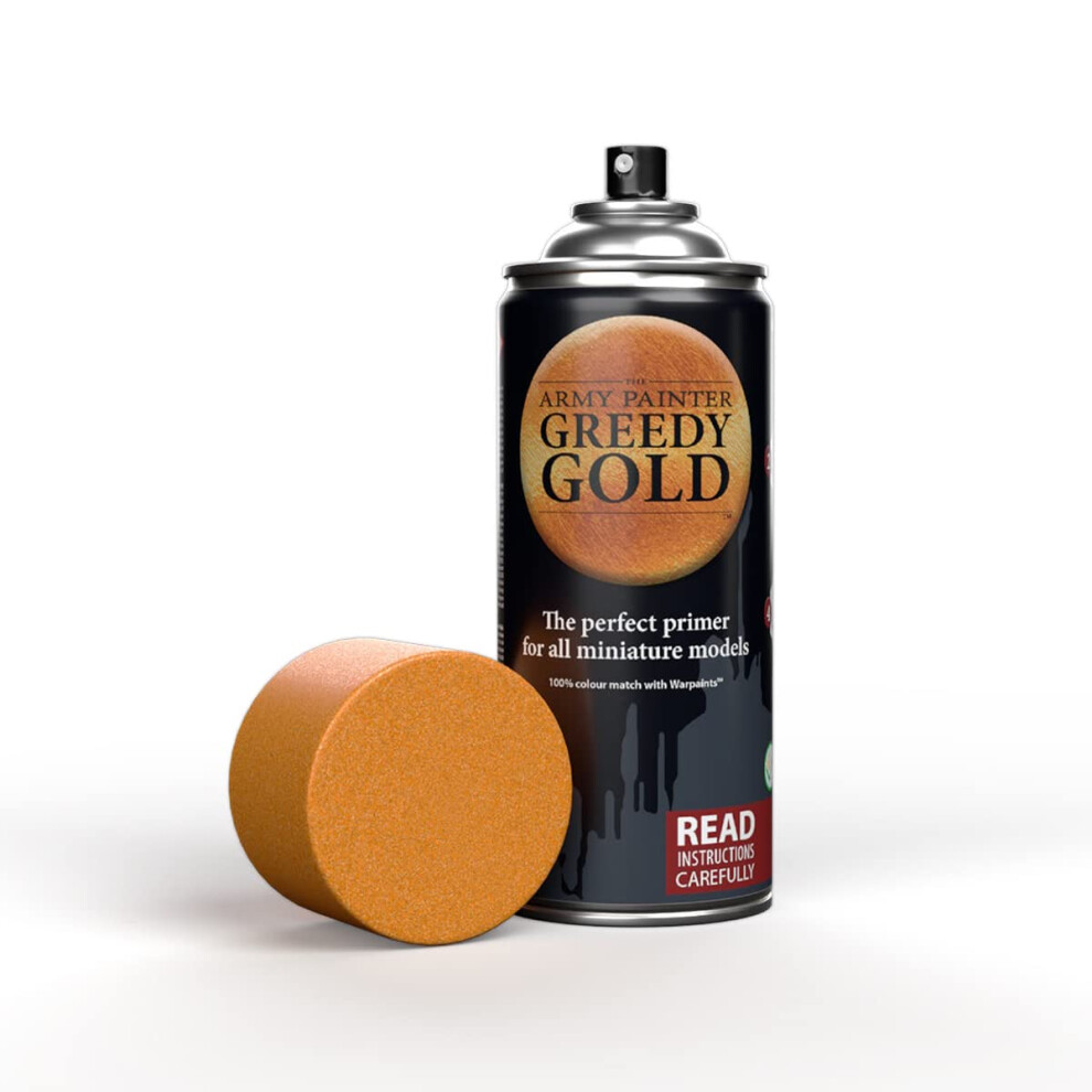 Colour Primer Greedy Gold, 400 Ml Acrylic Spray Primer, Spray Paint For Miniature Priming Basecoat, Tabletop Roleplaying, Boardgames, And Wargames 5713799302815