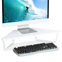 TEAMIX 26 tommer hvid trekant sk?rmstativ Riser Desktop Hj?rnehylde med metalben Tr? Computerstativ med opbevaring Laptop Riser Kontororganisatio