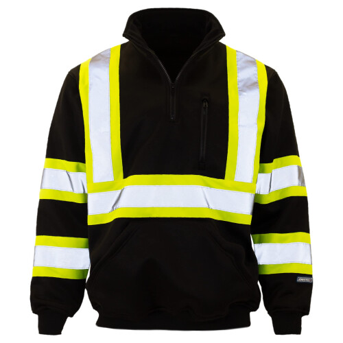 JORESTECH Safety Sweater Reflekterende High Visibility Sort 1/4 lynl?s ANSI 1