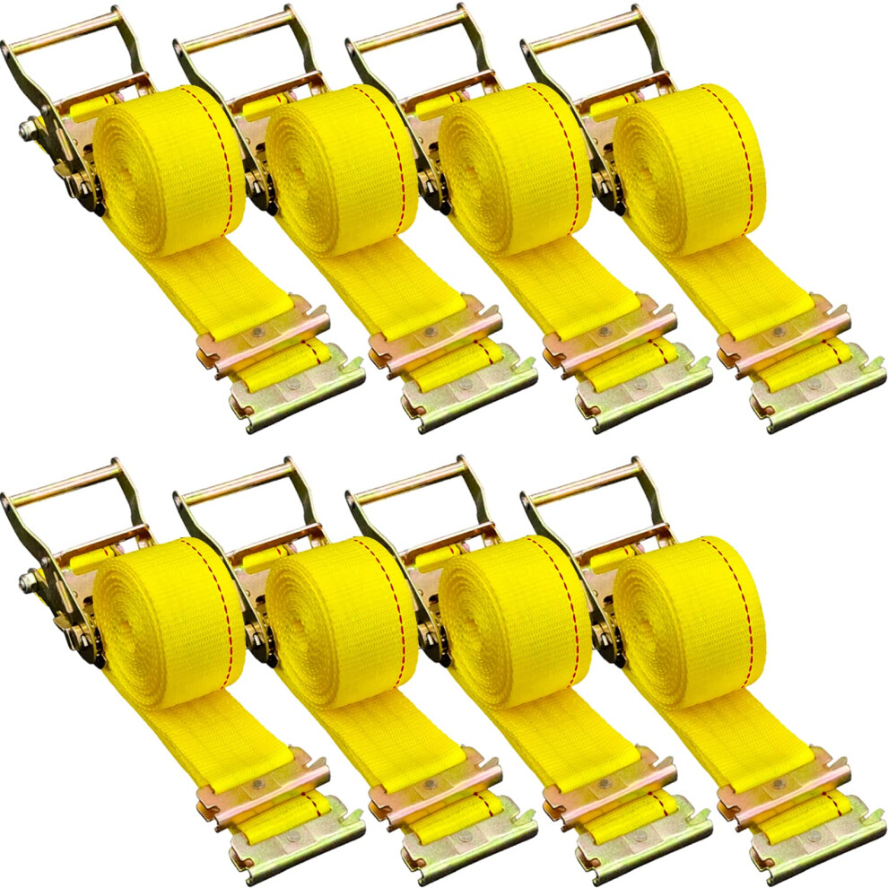 Vevor E-Track Ratchet Strap, 8 Pack 2" X 15' E Track Straps 4400 Lbs Breaking Strength, W/Polyester Webbing & Spring Fitting & Ratchets, Durable Tie-Downs