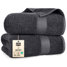 Asciugamani Utopia Extra Large 2 Pezzi, 35 x 70 Pollici, 100% Cotone Assorbente e Asciugatura Rapida, Grigio