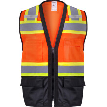 ProtectX 6-pocket klasse 2 sikkerhedsvest med h?j synlighed til m?nd Kvinder Refleksvest med lynl?s foran og solid bagside Hi Vis Vest til arbejd