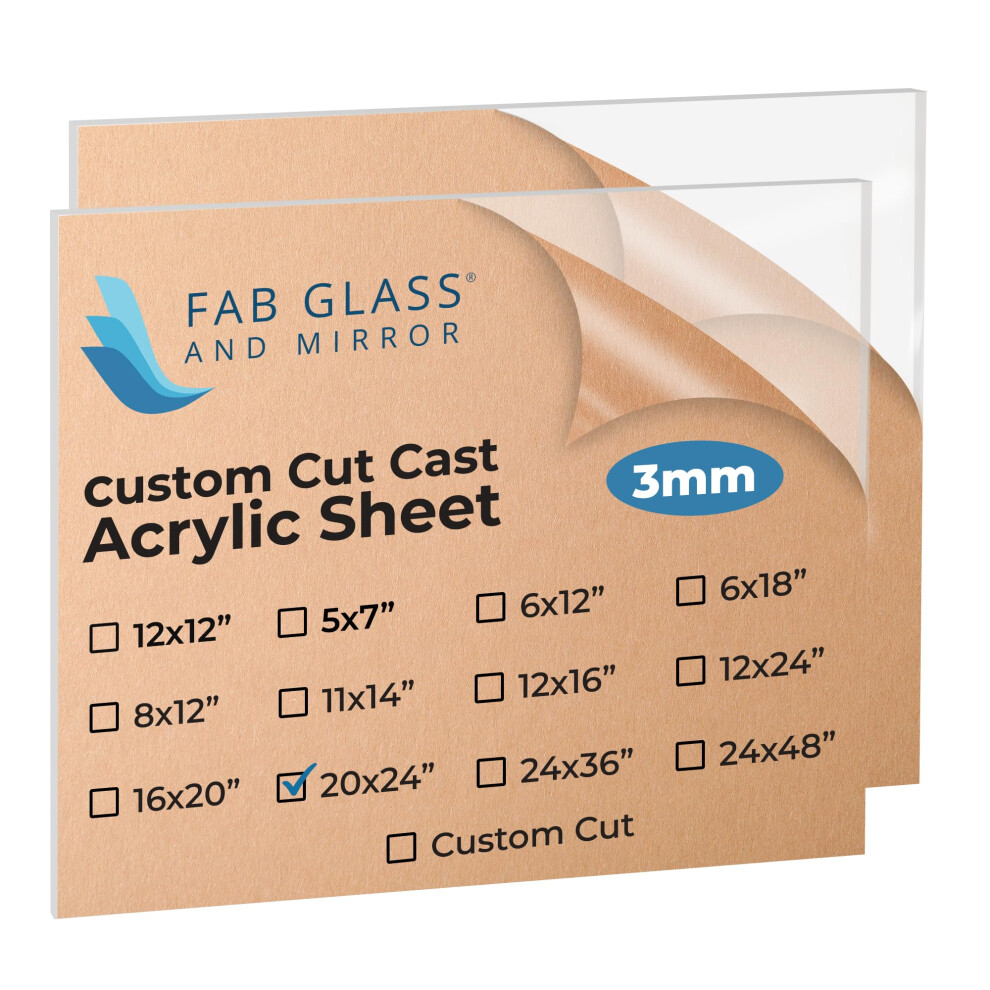 Fab Glass And Mirror Pack Of 2 Plastic Pet Acrylic Sheet 20""""X24"""" (3Mm) Thick Use For Sneeze Guard Diy Craft Projects Plexiglass For Home D?Cor 850045254360