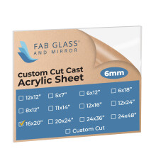 Fab Glass e specchio in plastica PET 16""x20"" (6 mm) spesso foglio di plexiglass acrilico per cornice fotografica alternativa infrangibile per dec