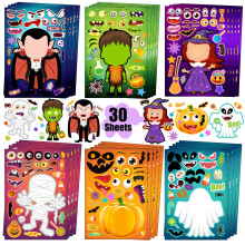 Halloween Stickers, 30 Sets Maak Je Eigen Gezicht Stickers, Halloween Feestfavorieten voor Kinderen