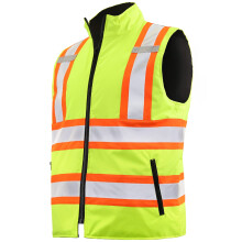JORESTECH vendbar, isoleret sikkerhedsvest med h?j synlighed med ANSI-kompatibel reflekterende tofarvet tape bodywarmer (lille)