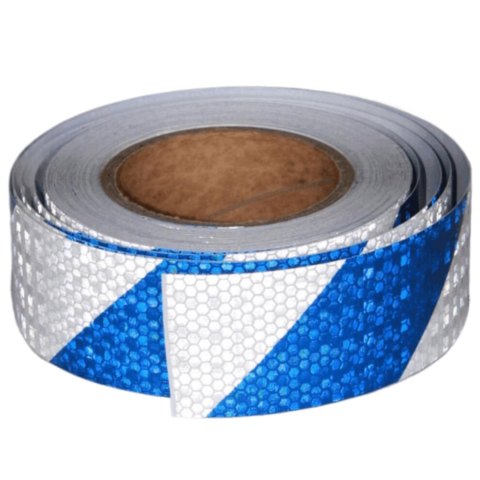 Tuyrchu Blue White Reflective Tape 2 Inch X 66 Feet Outdoor Waterproof High Visibility Warning Hazard Conspicuity Strips 788934235513