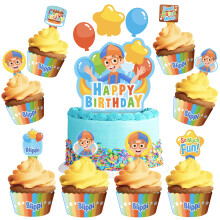 Treasures Gifted Fournitures de fte d'anniversaire Blippi sous licence officielle Ensemble de dcorations de gteau Blippi 1 dcoration de g