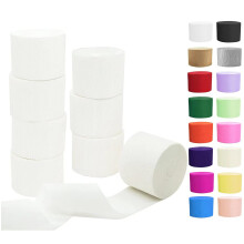 Witte Kreppapier Streamers 8 Rollen, Feestversiering voor Verjaardag Bruiloft Baby Bruiloft
