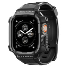 Spigen voor Apple Watch Ultra 3/2/1 Band Rugged Armor Pro 49 mm beschermende TPU-hoes met riem - zwart