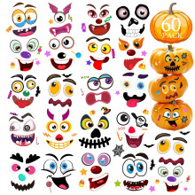 60 Packs Halloween Stickers Pumpkin Decorating Kit 30 Sheets Pumpkin Stickers Crafts for Halloween Party Supplies Kids Party Favors