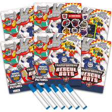 Transformers Rescue Bots Imagine Ink Kifestoknyv kszlet gyerekeknek - 6 csomag No-Mess Magic Ink kifestoknyvek feat. Mentobotok Transformers matri