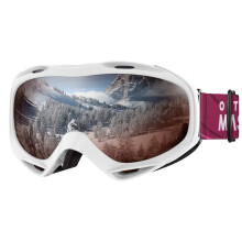 OutdoorMaster-hiihtolasit OTG - Lasin pll olevat laskettelu-/lumilautalasit miehille, naisille ja nuorille - 100 % UV-suoja (Whiteframe Pinklens V