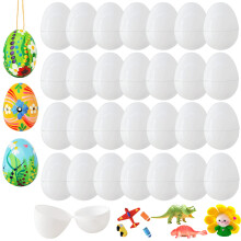 Confezione da 50 uova di Pasqua in plastica bianca Uova riempibili vuote da 2,4 pollici per riempire dolcetti specifici Forniture per feste a tem