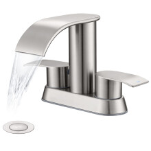 Ultimate Unicorn Wasserfall Badezimmerarmatur Nickel gebürstet, Zwei Griffe, Metall Abflussstöpsel