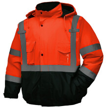 DPSAFETY-turvatakki miehille Heijastava korkean nkyvyyden hupullinen takki Hi-Vis Bomber-takki taskuilla ja vetoketjulla vedenpitv musta pohja ANS