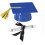 Bl? Plastic Graduation Cap Cake Topper med Stor Diploma Cake Topper 1