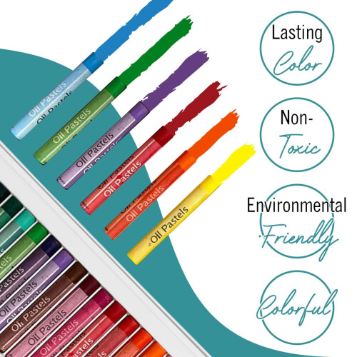 Pastelli a olio EXTRIC - Pastelli morbidi da 48 pezzi per bambini e artisti 1