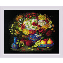RIOLIS - Nature morte avec chrysanthmes 2068 Kits de point de croix 19""x15 Kits de point de croix pour adultes Kits de point de croix compts Ki